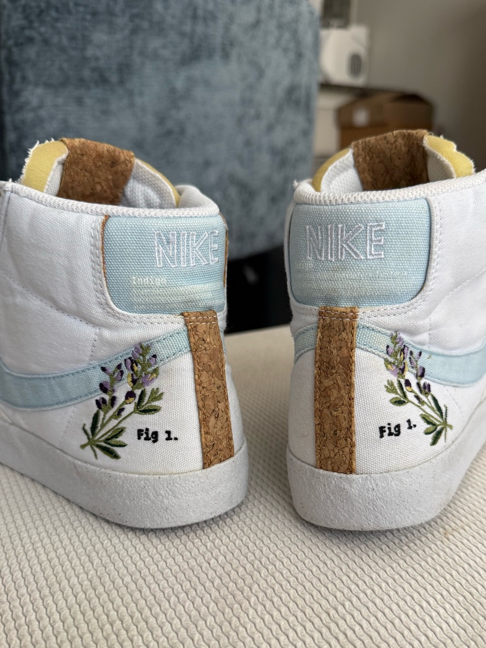 Nike Women’s White High-Top Blazer Mid '77  ‘Indigo’ Embroidered
